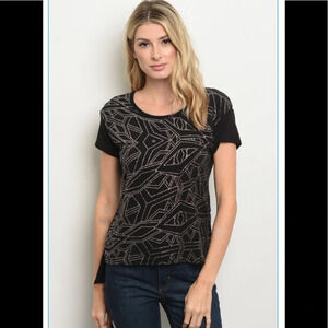 Les Amis Black and Gold Glitter High Low Tee - various sizes!